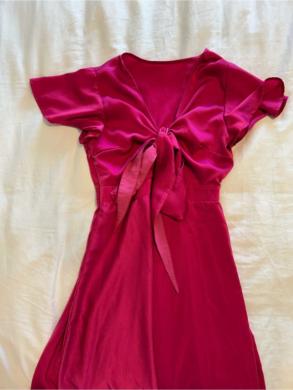 Fuchsia Tie-Front Midi Dress size M